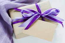 Present Or Gift Box And Empty Greeting Card