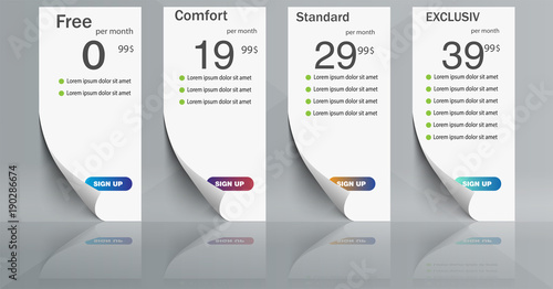 Four Tariffs Banners Banner From Paper Vector Design For Web App