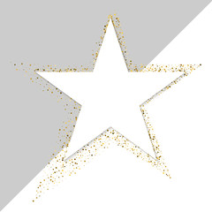 golden star vector banner on white background. gold glitter star. gold template star for banner card