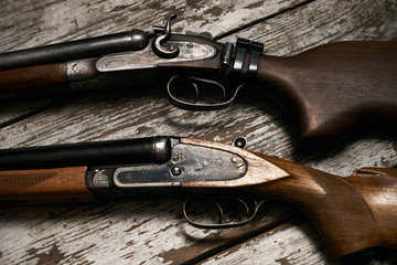 Two old antique shotguns rifle