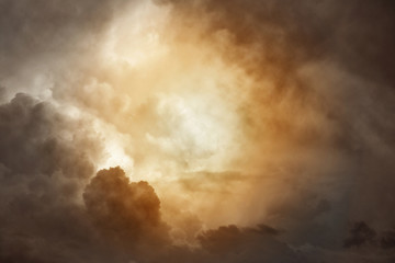 Poster - Sunlit clouds in warm summer sky