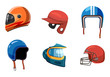 Sport helmet icon set, cartoon style