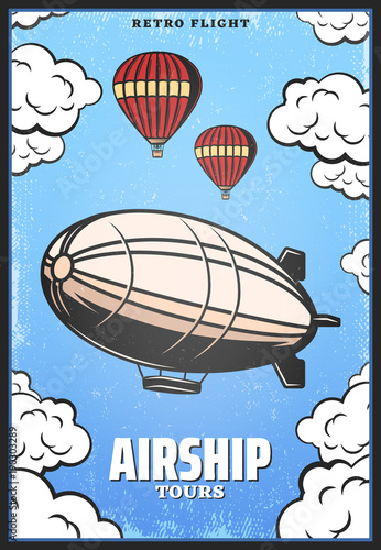 Vintage Colored Airship Poster