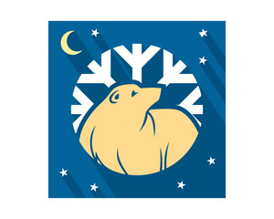 Sticker - winter bear night fauna animal wildlife image vector icon silhouette