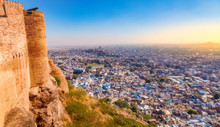Aerial View Of Jodhpur Cityscape From Mehrangarh Fort, Rajasthan India.