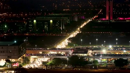 Wall Mural - Brasilia traffic at night timelapse