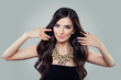 © millaf (Nemchinova) - Haircare Concept. Beautiful Smiling Model Woman with Long Healthy Hair and Event Makeup