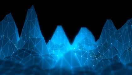 Wall Mural - low poly mountains landscape. polygonal shapes peaks. 3d illustration. polygonal mosaic background