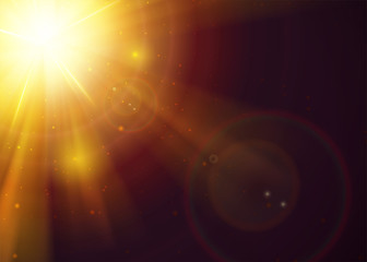 Wall Mural - sunshine light effect with copy space. gold warm sun rays with transparency. realistic holy sunlight