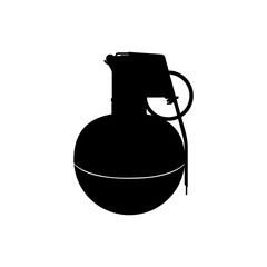 Wall Mural - Black silhouette of hand grenade. Army explosive. Weapon icon. Military object