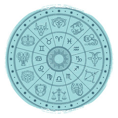Wall Mural - grunge horoscope signs in astrology circle