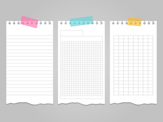 Poster - Ripped lined notebook pages templates for notes or memo