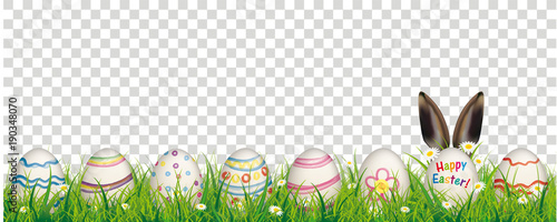 Cuadros en Lienzo Natural Easter Eggs Happy Easter Rabbit Ears Transparent Header