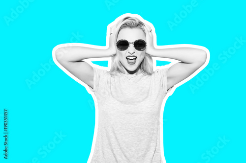 Collage In Magazine Style With Colorful Emotional Fashion Short