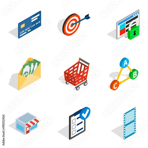 Fotografie, Obraz Informational progress icons set, isometric style