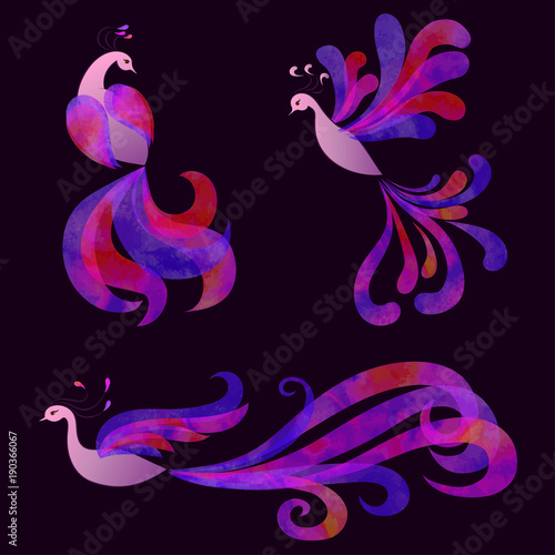 Set of abstract fantasy bir...