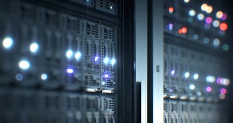 Wall Mural - servers close up. server. modern data center. cloud computing. mining farm. loopable seamless animat