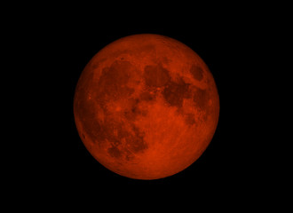 blood moon or super moon concept or red moon on the dark sky on january 31, 2018. elements of this i
