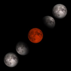 Wall Mural - blood moon or super moon concept or red moon on the dark sky on january 31, 2018. elements of this i