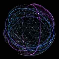 Wall Mural - point and curve constructed the sphere wireframe, technological sense abstract illustration.