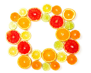 Wall Mural - citrus fruit slices isolated on white