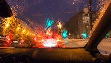 Poor Visibility While Driving Car In Moscow