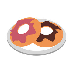 Canvas Print - Donuts on dish icon vector illustration graphic design