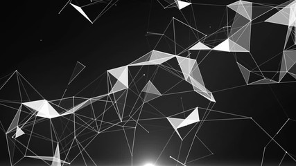 Wall Mural - plexus of abstract gray geometrical lines with moving triangles and dots. loop animations.