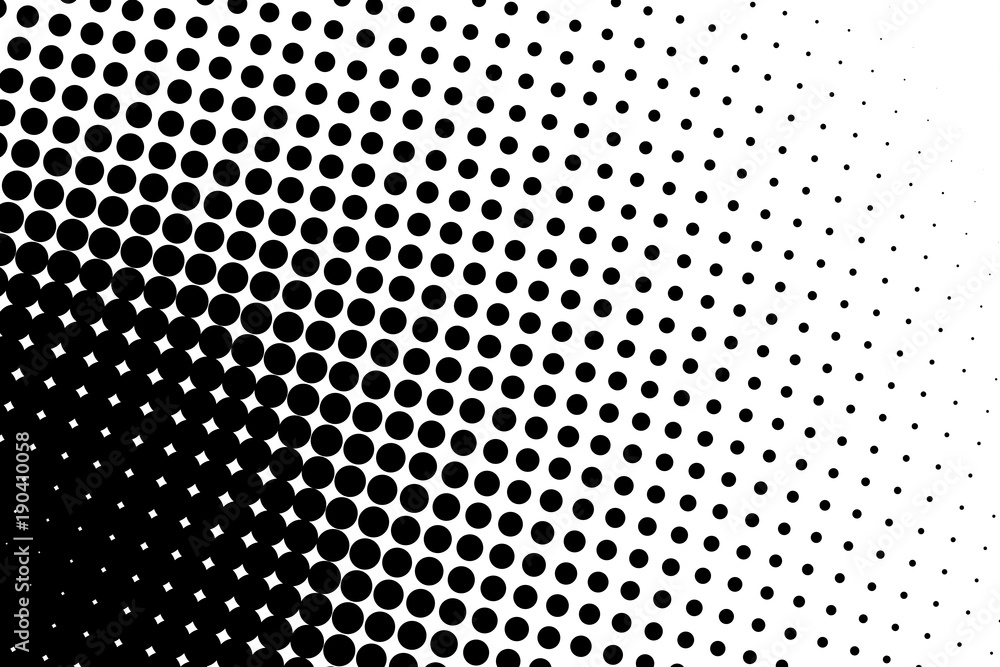 Gradient halftone dots background in pop art style. Black and white ...