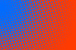 Gradient halftone dots background in pop art style. Orange and blue texture. Vector illustration.