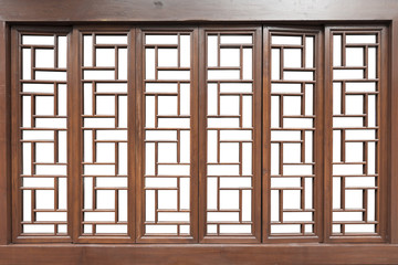 Wall Mural - Chinese traditional style wooden window on isolated white background