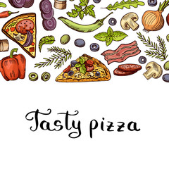 Poster - Vector cooking pizza background with place for text