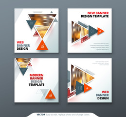 Wall Mural - Banner design. Square abstract vector banner with triangle shapes for web template.
