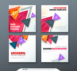 Wall Mural - Banner design. Square abstract vector banner with triangle shapes for web template.