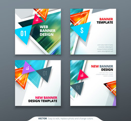 banner design. square abstract vector banner with triangle shapes for web template.