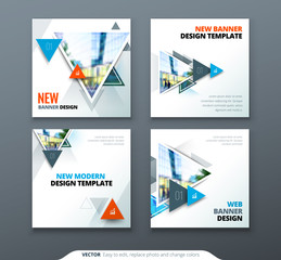 Wall Mural - Banner design. Square abstract vector banner with triangle shapes for web template.