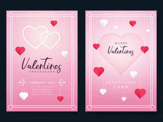 Valentines day invitation. Beautiful greeting or invitation cards with heart shape. Valentines day party flyer design. Holiday and event background design banner. Vector illustration