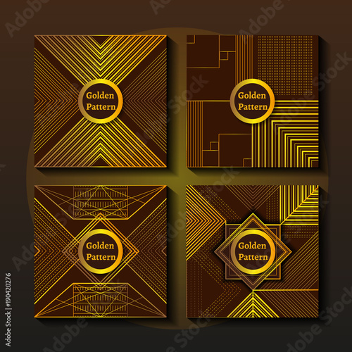 Black And Golden Label Or Frame Set Art Deco Style Invitation