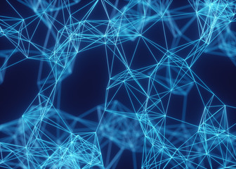 Wall Mural - 3d illustration of connections and dots representing the concept of cloud computing.
