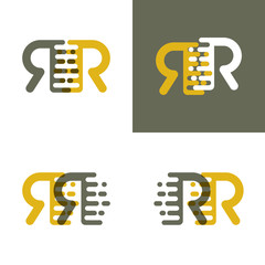 Fototapete - RR letters logo with accent speed in brown and dark yellow