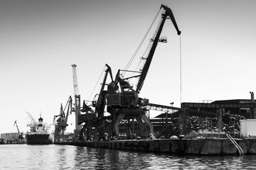  Port cranes of Burgas harbor, Black Sea