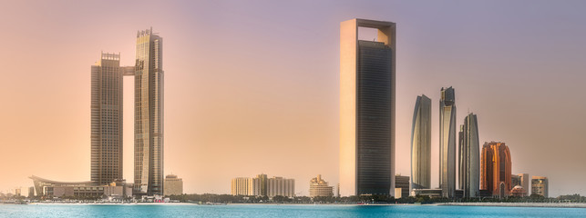 Poster - View of Abu Dhabi Skyline at sunrise, UAE