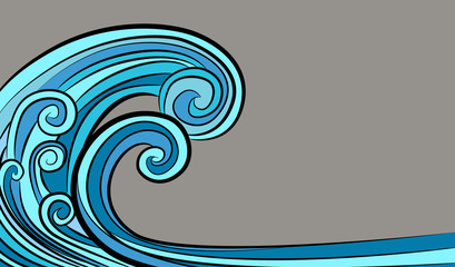 Ocean Tidal Tsunami Wave Drawing