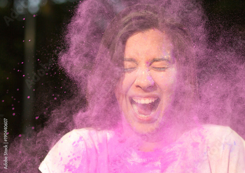 Closeup Portrait Of Happy Brunette Asian Woman With Long Hair