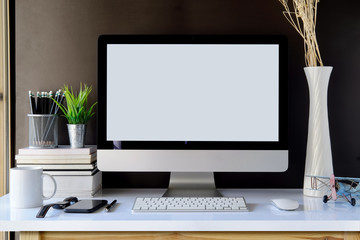 Workspace with mockup desktop computer.