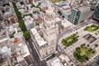 Montevideo, Uruguay, aerial view of downtown buildings and Plaza Independencia square.