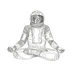 astronaut lotus position mandala