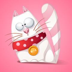 Funny, cute, crazy cartoon cat Vector eps 10