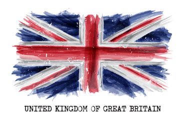 Wall Mural - Watercolor painting  flag of United kingdom of great britain ( UK ) . Vector