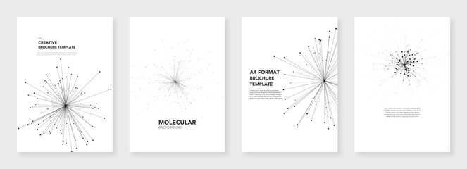 Wall Mural - minimal brochure templates. molecule models on white background. technology sci-fi or medical concep